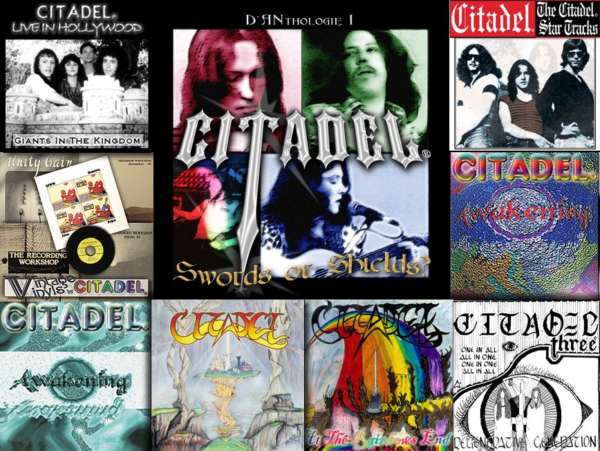 Collage of Citadel album covers and logos
